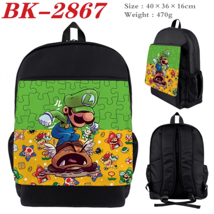 Super Mario Waterproof nylon canvas flip color picture backpack 40X36X16CM