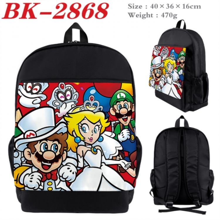 Super Mario Waterproof nylon canvas flip color picture backpack 40X36X16CM