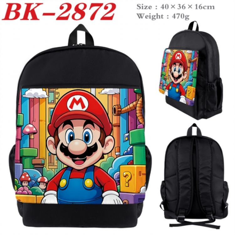 Super Mario Waterproof nylon canvas flip color picture backpack 40X36X16CM