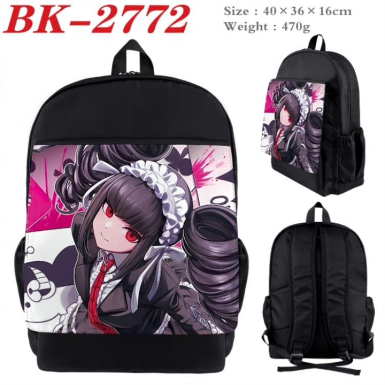 Dangan-Ronpa Waterproof nylon canvas flip color picture backpack 40X36X16CM