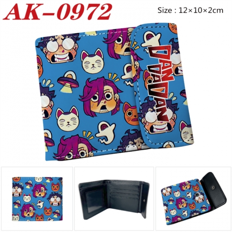 Dandadan Anime PU leather full color buckle two fold wallet 12X10X2CM