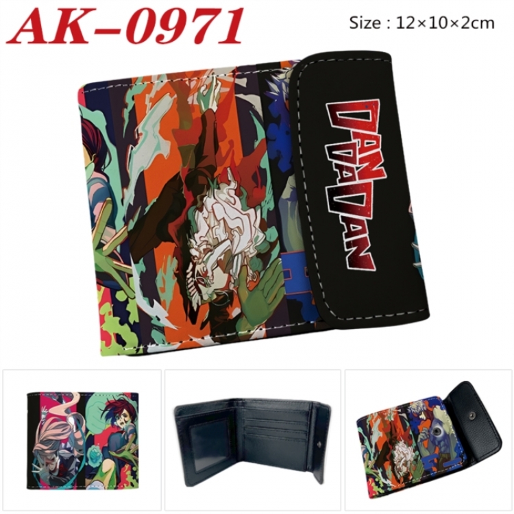 Dandadan Anime PU leather full color buckle two fold wallet 12X10X2CM