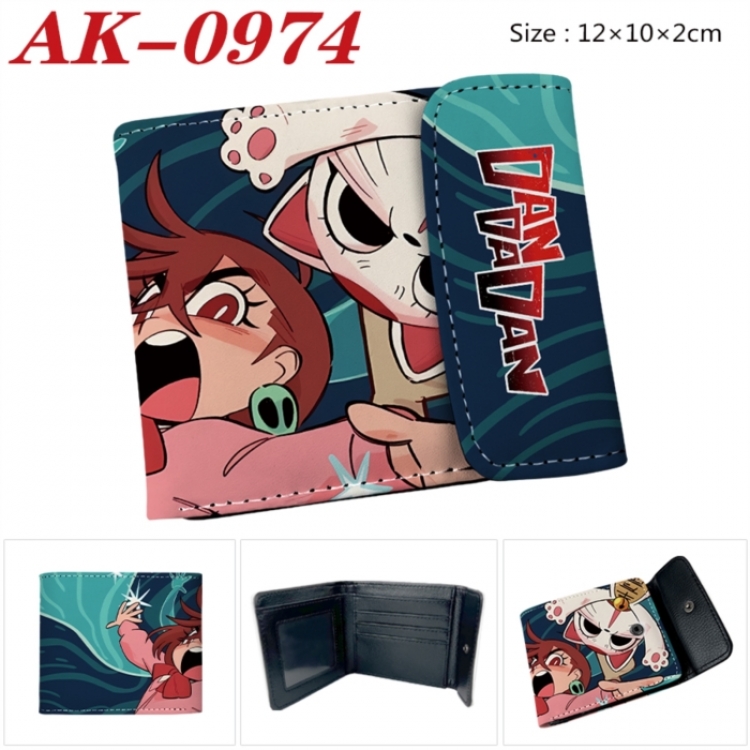 Dandadan Anime PU leather full color buckle two fold wallet 12X10X2CM