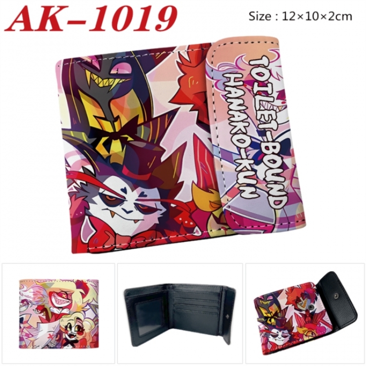 Hazbin Hotel Anime PU leather full color buckle two fold wallet 12X10X2CM