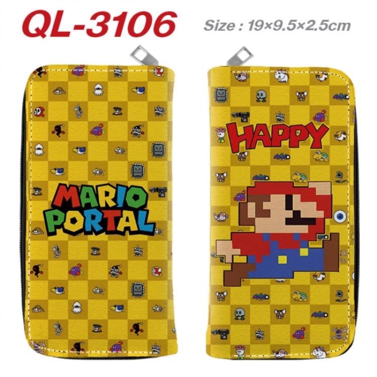 Super Mario Anime peripheral PU leather full-color long zippered wallet 19.5x9.5x2.5cm