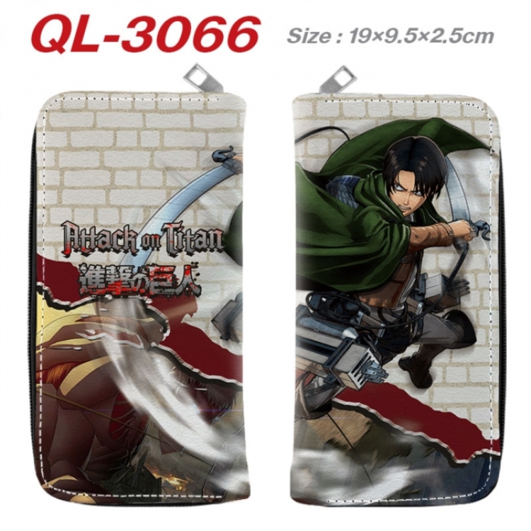 Shingeki no Kyojin Anime peripheral PU leather full-color long zippered wallet 19.5x9.5x2.5cm