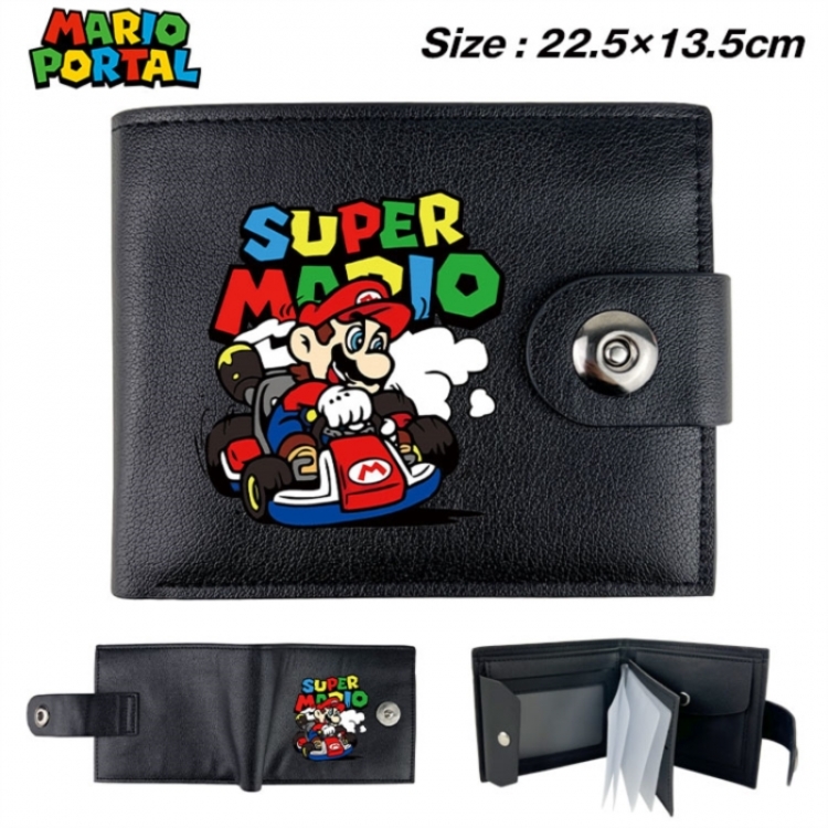 Super Mario Animation snap fastener black pickup bag wallet 22.5X13.5CM