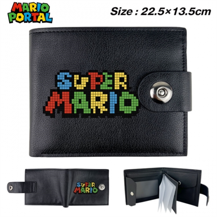 Super Mario Animation snap fastener black pickup bag wallet 22.5X13.5CM