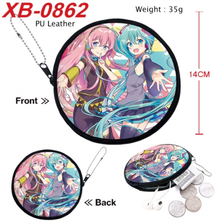 Hatsune Miku Anime PU leather material circular zipper zero wallet 14cm