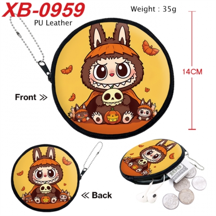 Labubu Anime PU leather material circular zipper zero wallet 14cm