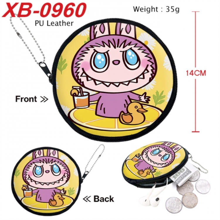 Labubu Anime PU leather material circular zipper zero wallet 14cm