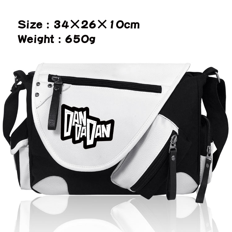 Dandadan Anime PU Colorblock Leather Shoulder Crossbody Bag 34x26x10cm
