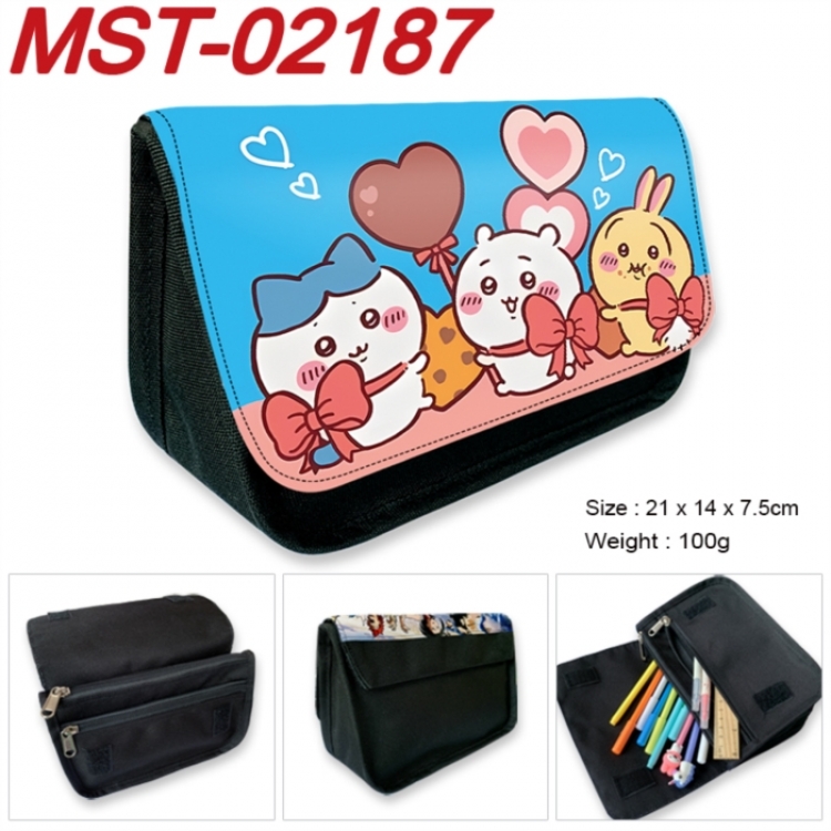 Chiikawa Anime Velcro canvas zipper pencil case Pencil Bag 21x14x7.5cm