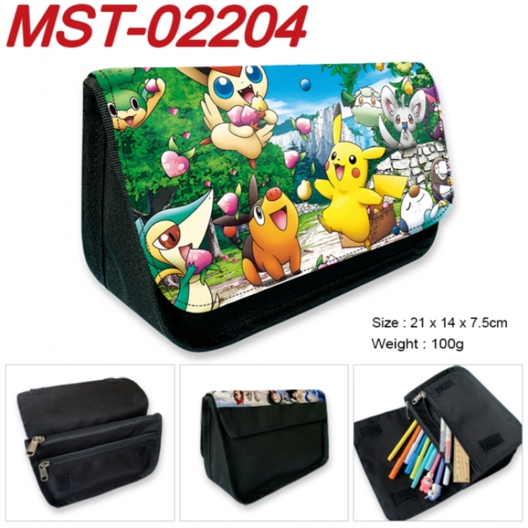 Pokemon Anime Velcro canvas zipper pencil case Pencil Bag 21x14x7.5cm