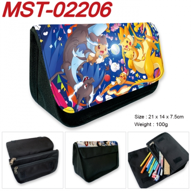 Pokemon Anime Velcro canvas zipper pencil case Pencil Bag 21x14x7.5cm