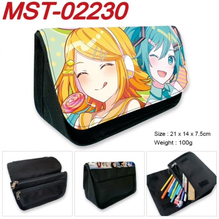 Hatsune Miku Anime Velcro canvas zipper pencil case Pencil Bag 21x14x7.5cm