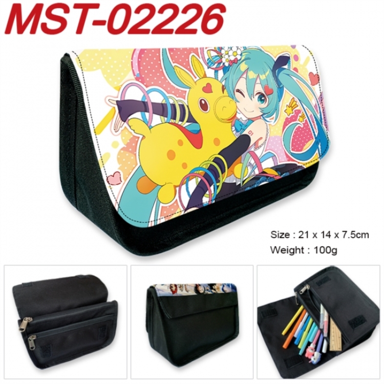 Hatsune Miku Anime Velcro canvas zipper pencil case Pencil Bag 21x14x7.5cm