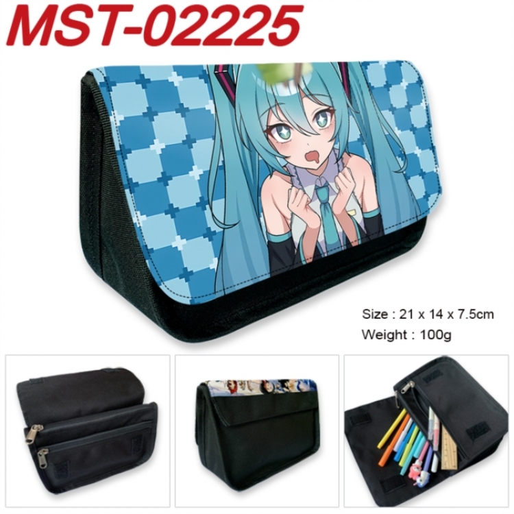 Hatsune Miku Anime Velcro canvas zipper pencil case Pencil Bag 21x14x7.5cm