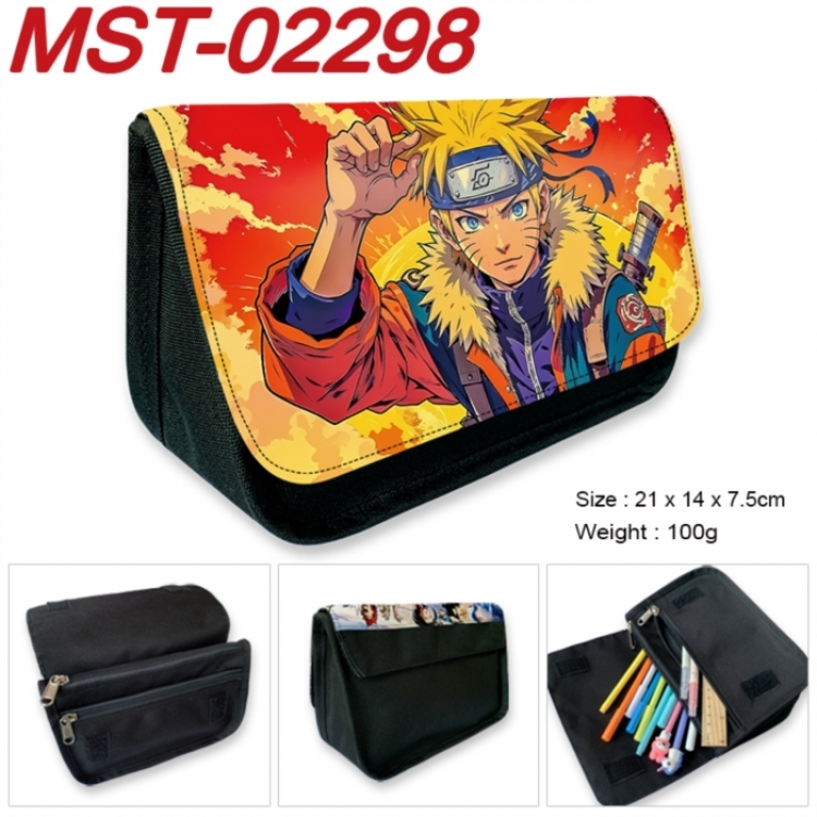 Naruto Anime Velcro canvas zipper pencil case Pencil Bag 21x14x7.5cm