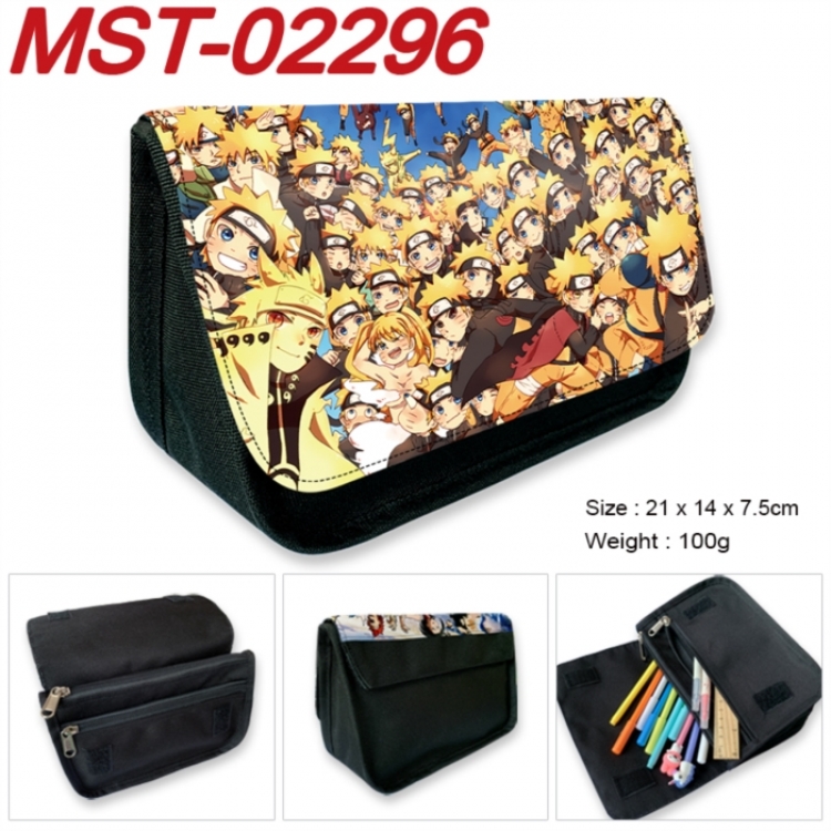 Naruto Anime Velcro canvas zipper pencil case Pencil Bag 21x14x7.5cm