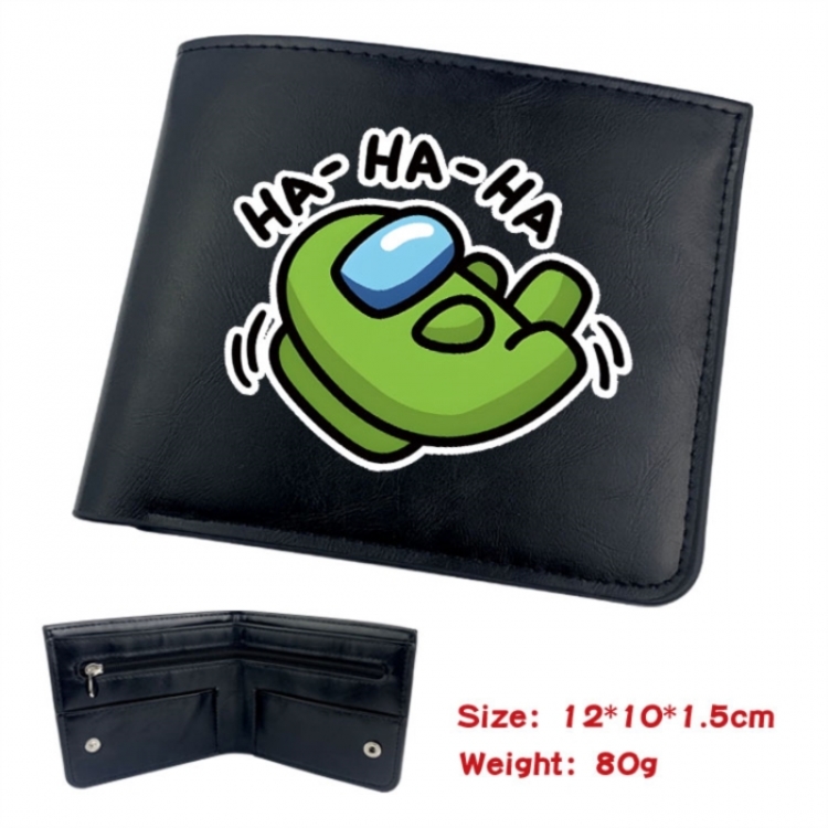 Among us Animation soft leather inner buckle black leather wallet 12X10X1.5CM