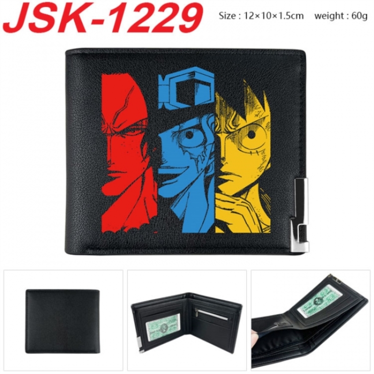 One Piece Animation magnetic buckle black leather wallet 12X10X1.5CM 