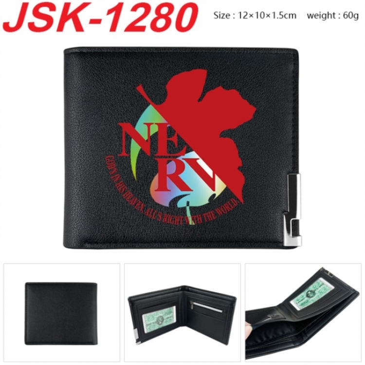 EVA Animation magnetic buckle black leather wallet 12X10X1.5CM 