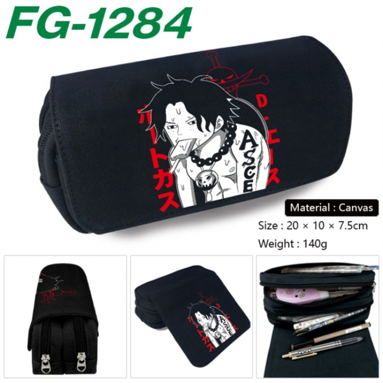 One Piece Anime Multi-Function Double Zipper Canvas Cosmetic Bag Pen Case 20x10x7.5cm