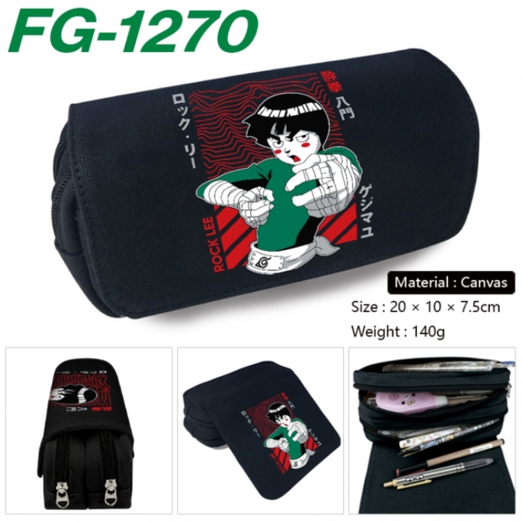Naruto Anime Multi-Function Double Zipper Canvas Cosmetic Bag Pen Case 20x10x7.5cm