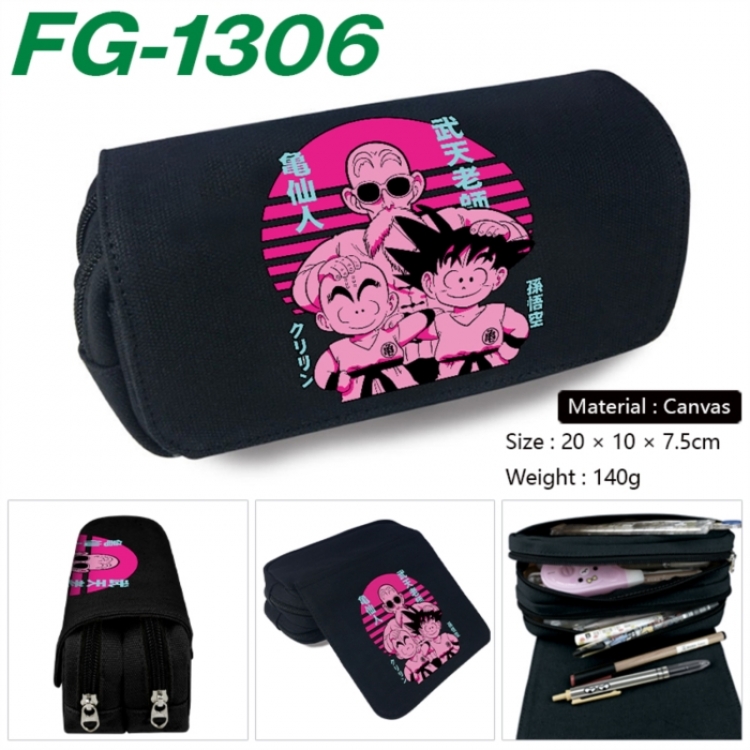 DRAGON BALL Anime Multi-Function Double Zipper Canvas Cosmetic Bag Pen Case 20x10x7.5cm