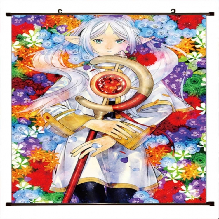 Frieren: Beyond Journey's Anime black Plastic rod Cloth painting Wall Scroll 60X90CM 