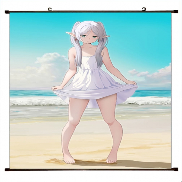 Frieren: Beyond Journey's Anime black Plastic rod Cloth painting Wall Scroll 60X90CM 