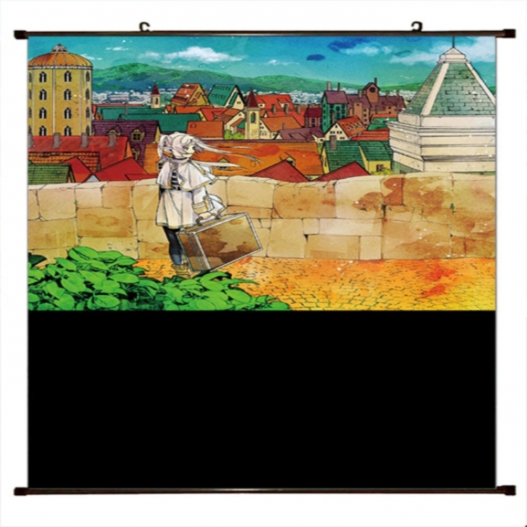 Frieren: Beyond Journey's Anime black Plastic rod Cloth painting Wall Scroll 60X90CM