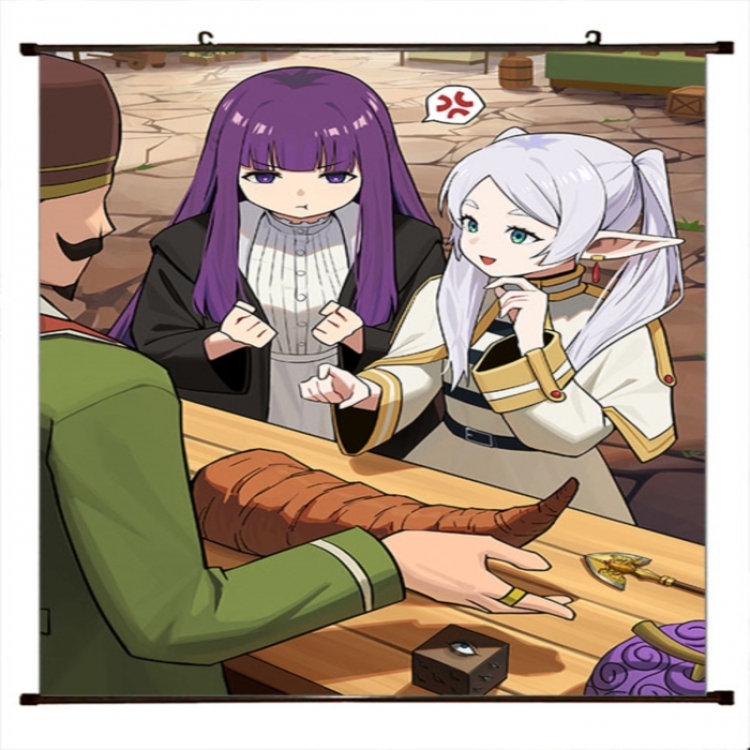 Frieren: Beyond Journey's Anime black Plastic rod Cloth painting Wall Scroll 60X90CM 