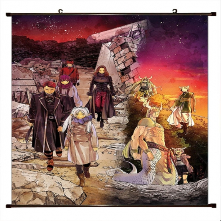 Frieren: Beyond Journey's Anime black Plastic rod Cloth painting Wall Scroll 60X90CM 