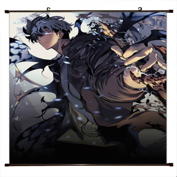 Solo Leveling:Arise Anime black Plastic rod Cloth painting Wall Scroll 60X90CM 