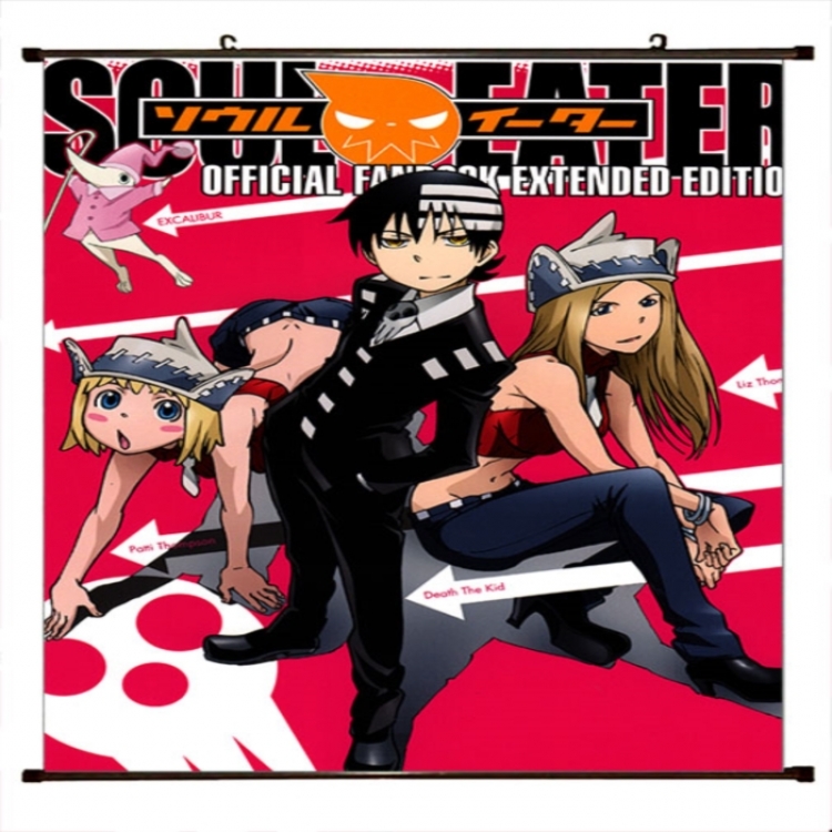 Soul Eater Anime black Plastic rod Cloth painting Wall Scroll 60X90CM 