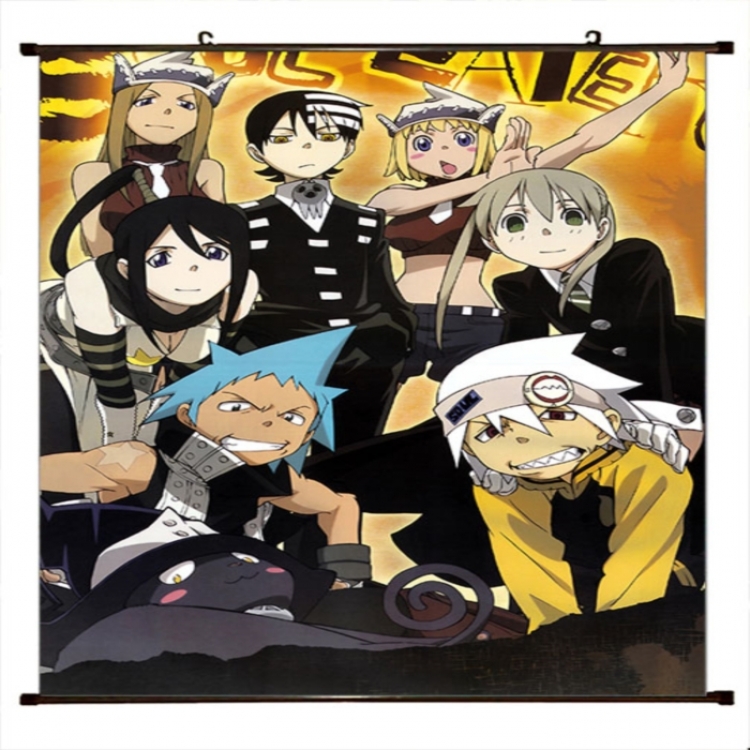 Soul Eater Anime black Plastic rod Cloth painting Wall Scroll 60X90CM 