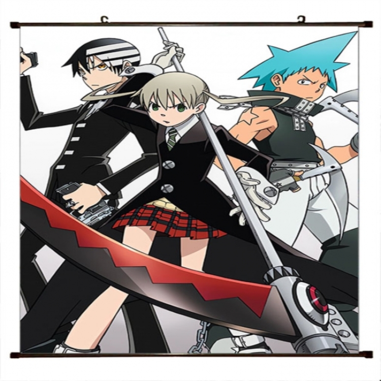 Soul Eater Anime black Plastic rod Cloth painting Wall Scroll 60X90CM 