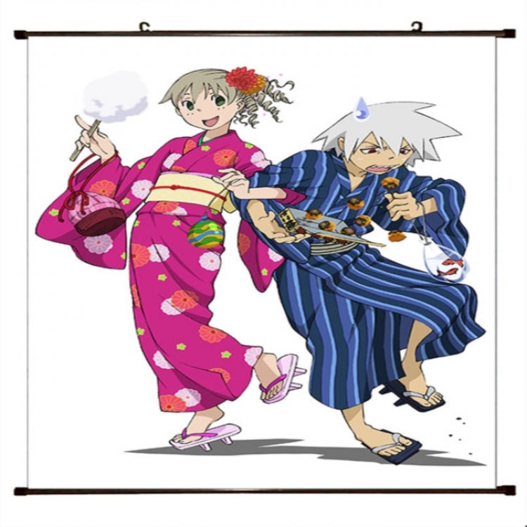 Soul Eater Anime black Plastic rod Cloth painting Wall Scroll 60X90CM 