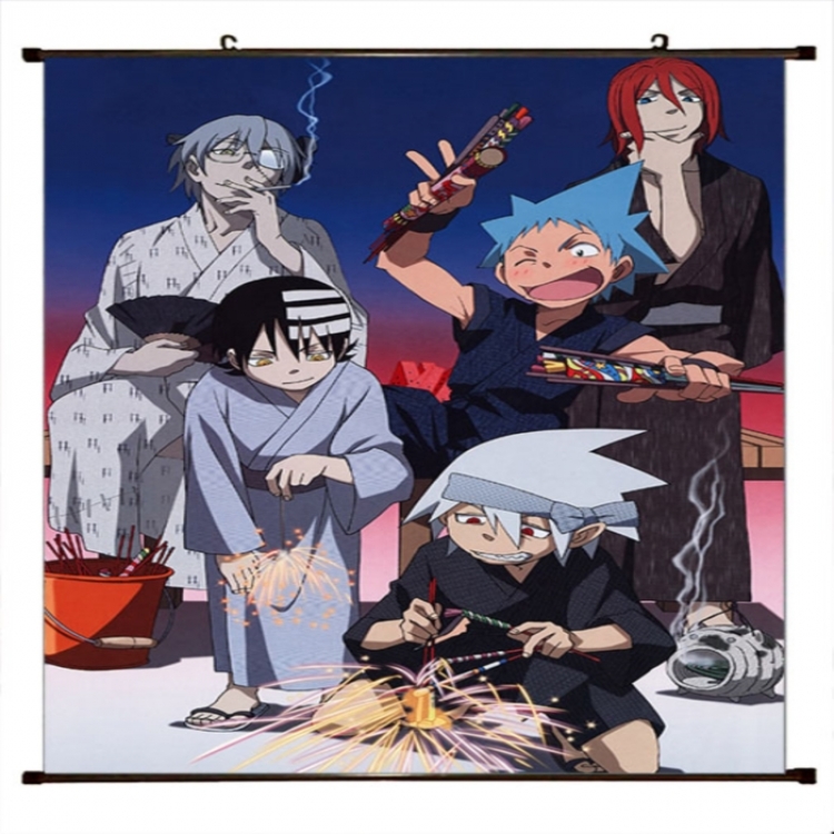 Soul Eater Anime black Plastic rod Cloth painting Wall Scroll 60X90CM 