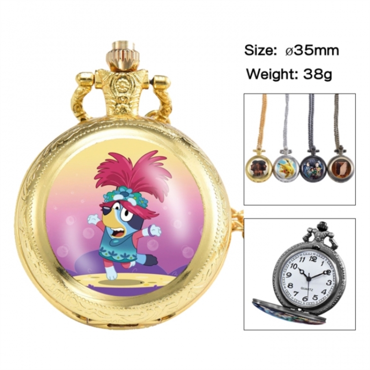Bluey Anime peripheral European and American retro flip pocket watch 35mm