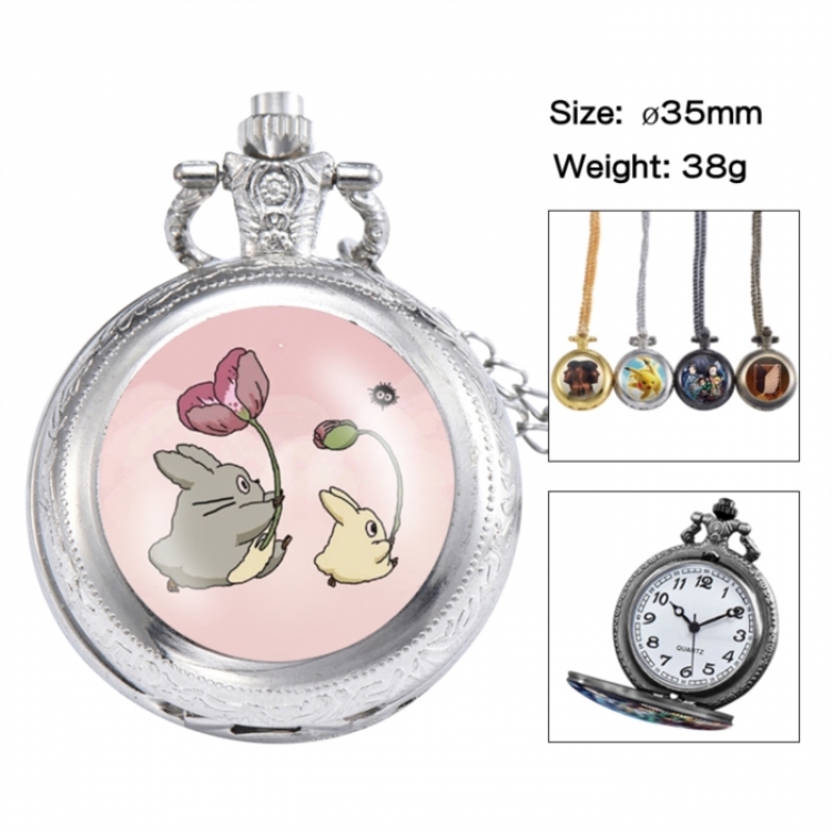 TOTORO Anime peripheral European and American retro flip pocket watch 35mm