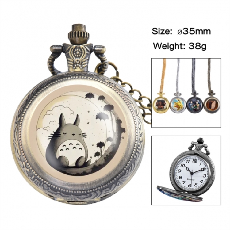 TOTORO Anime peripheral European and American retro flip pocket watch 35mm