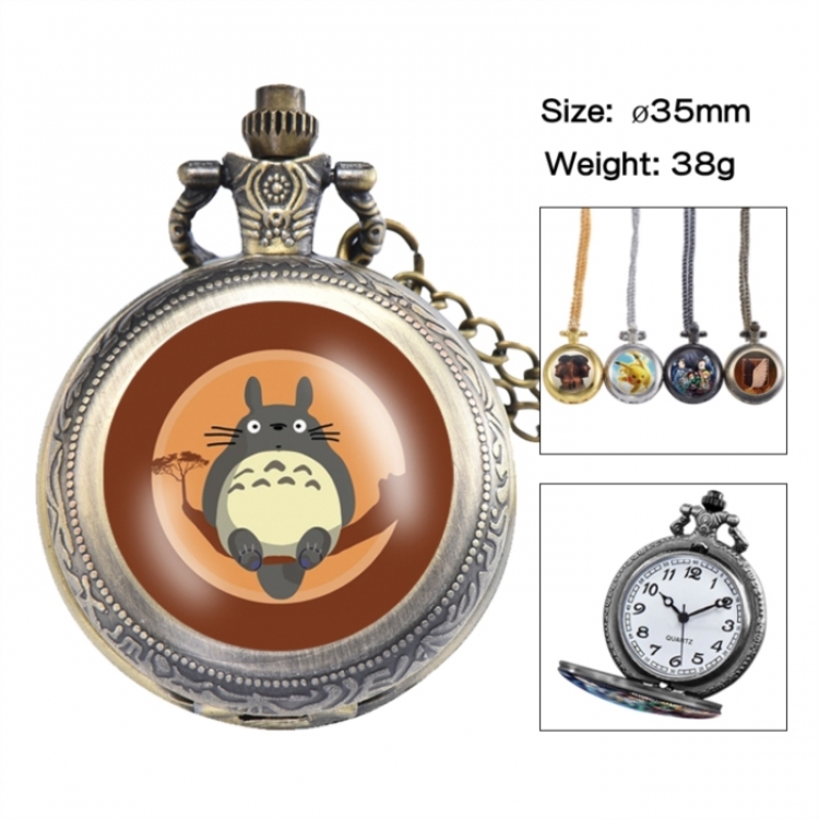 TOTORO Anime peripheral European and American retro flip pocket watch 35mm