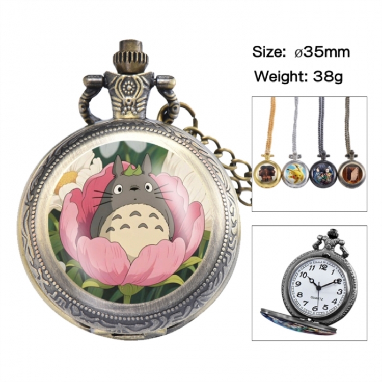 TOTORO Anime peripheral European and American retro flip pocket watch 35mm