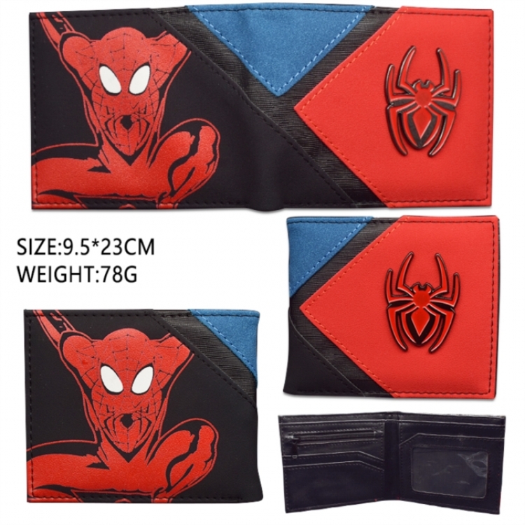 Spiderman Hardware PU wallet short two-fold wallet 9.5X23.5CM 86G