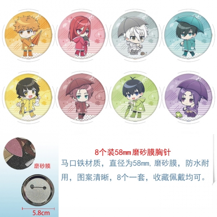 BLUE LOCK Anime Round cloth film brooch badge 58MM a set of 8