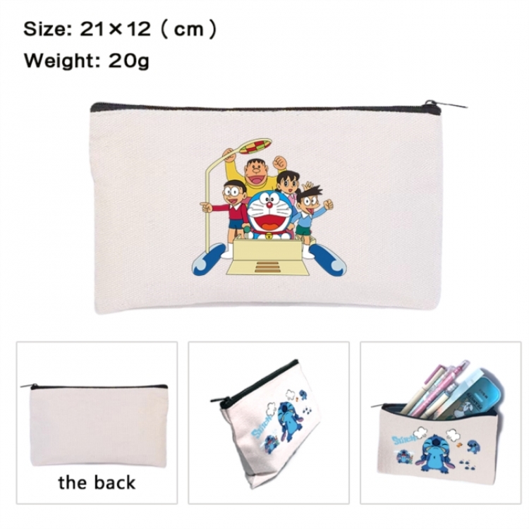 Doraemon Anime canvas minimalist printed pencil case storage bag 21X12cm