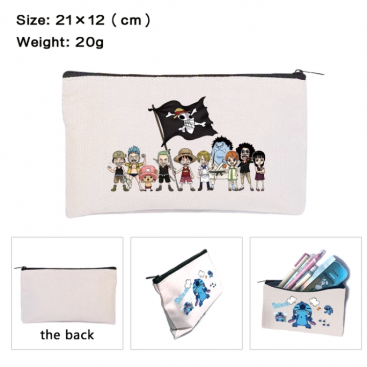 One Piece Anime canvas minimalist printed pencil case storage bag 21X12cm